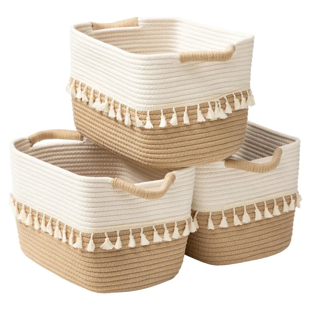 Decorative Cotton Rope Storage Baskets For Home Use