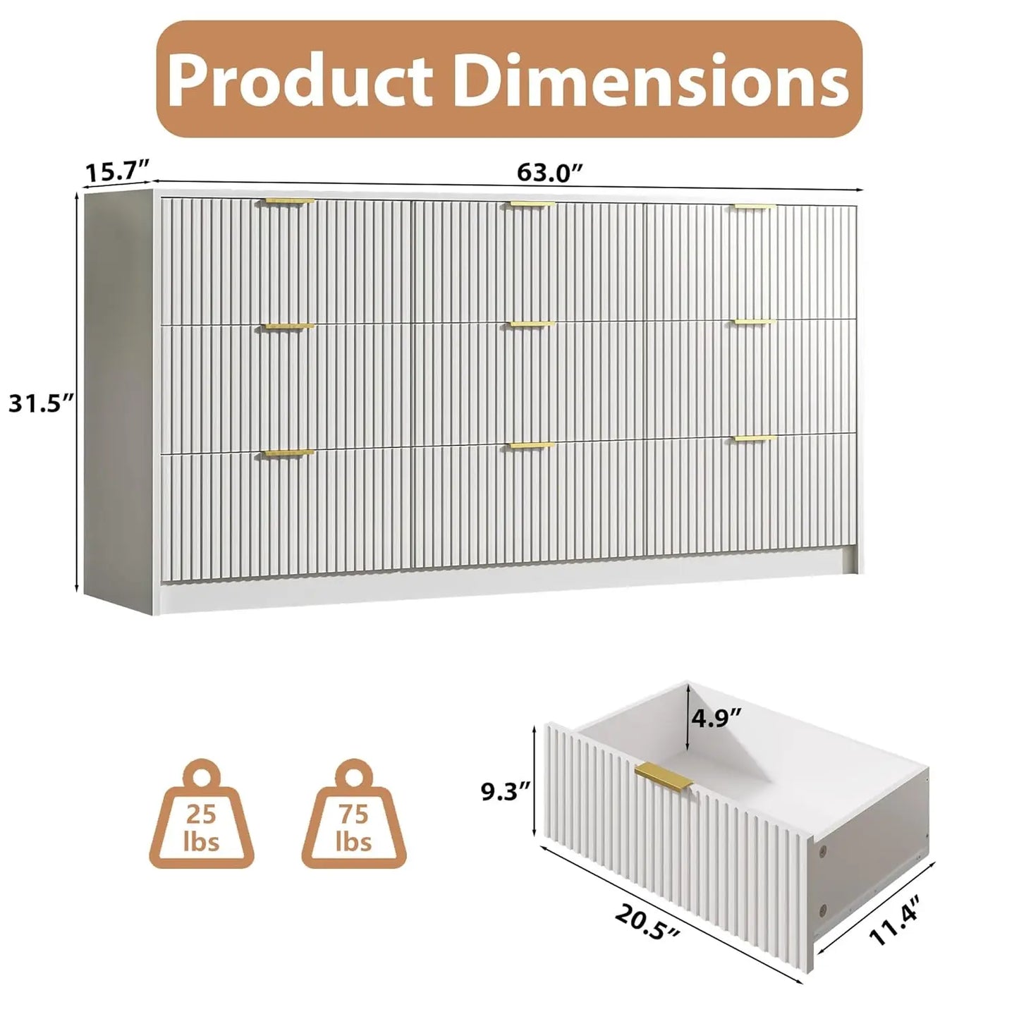 Dresser Bedroom Set With 9 Drawer Dresser And Nightstands