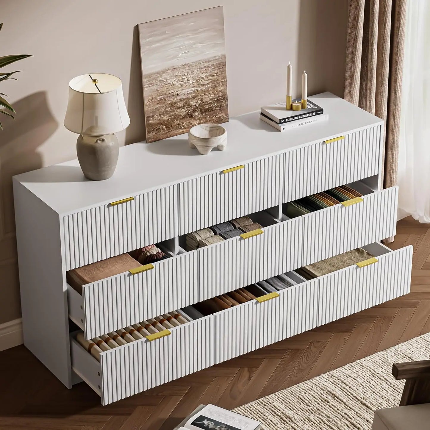 Dresser Bedroom Set With 9 Drawer Dresser And Nightstands