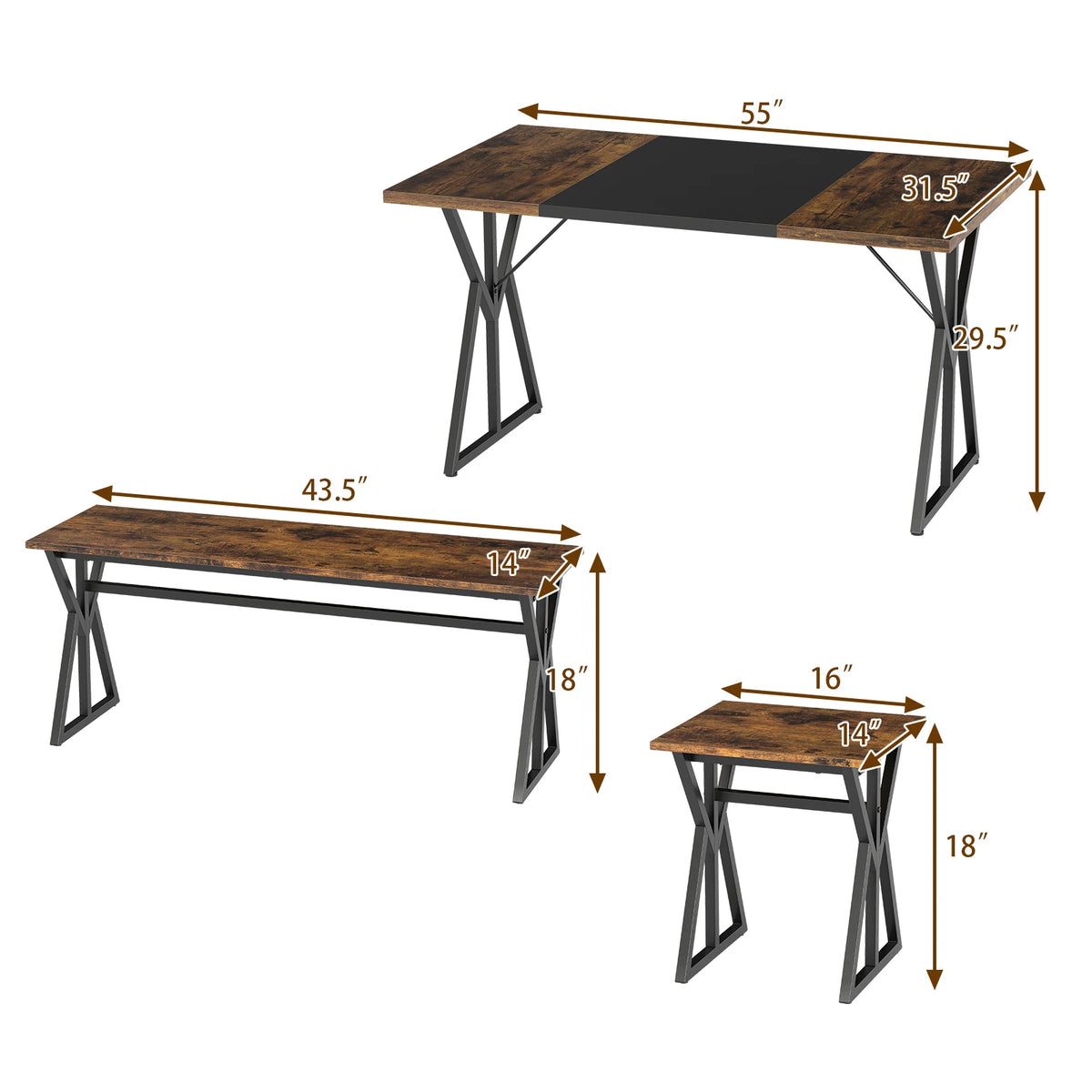 Homasis 5 Piece Dining Set with Benches and Stools