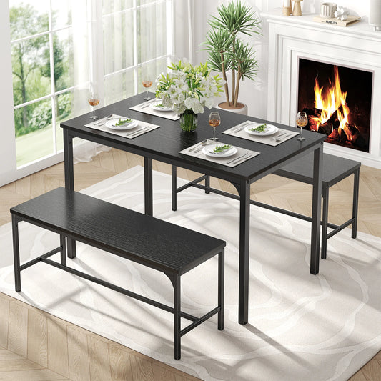 JHK Table And Chair Set Metal Frame Space Saving