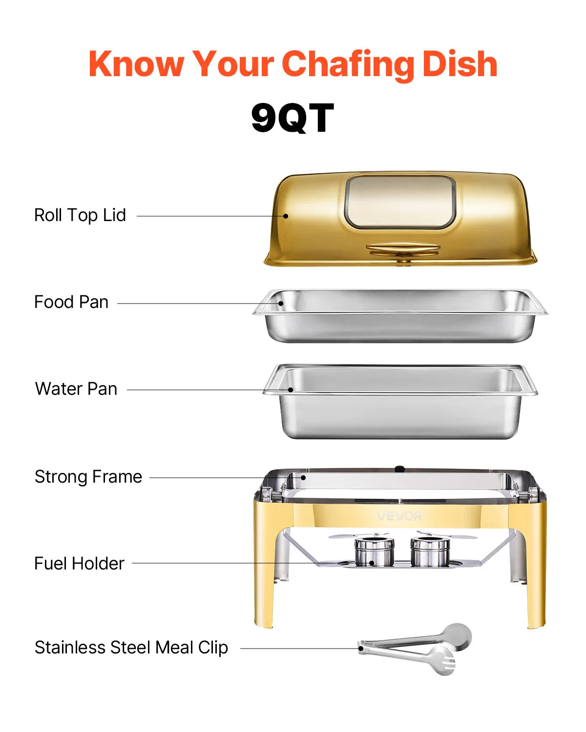 SucceBuy Stainless Steel Roll Top Chafing Dish