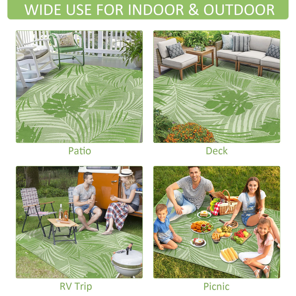 Outdoor Straw Rug Waterproof Polypropylene For Patio Deck