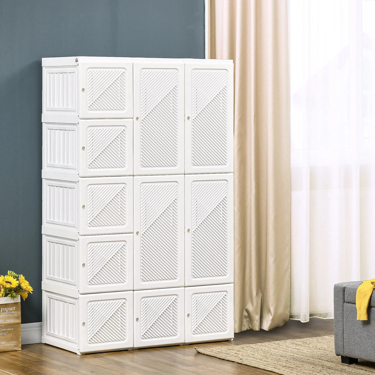 Homcom Folding Portable Wardrobe Closet With Eight Cubes