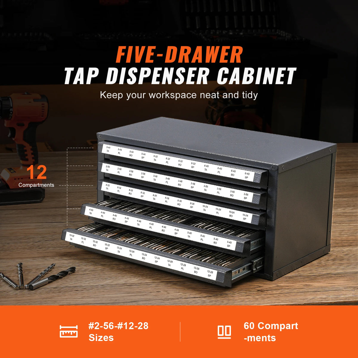 SucceBuy Steel Drill Bit Organizer Cabinet