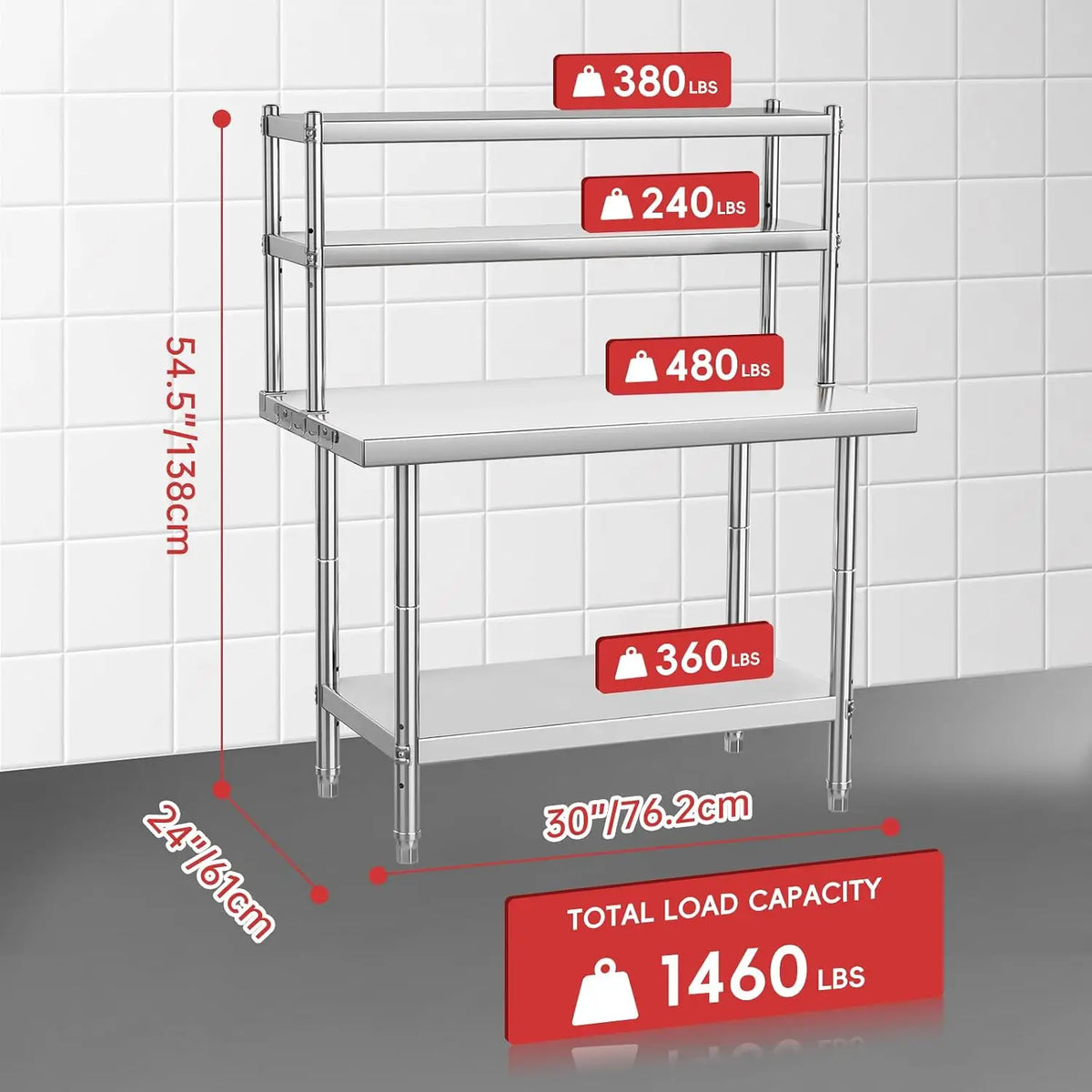Garvee Multifunctional Stainless Steel Kitchen Workbench