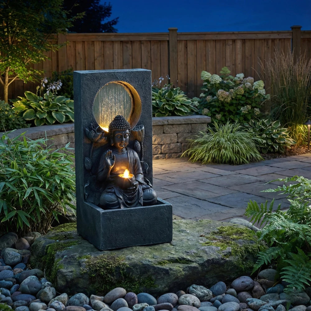 Outdoor Buddha Waterfall Fountain Zen Water Feature
