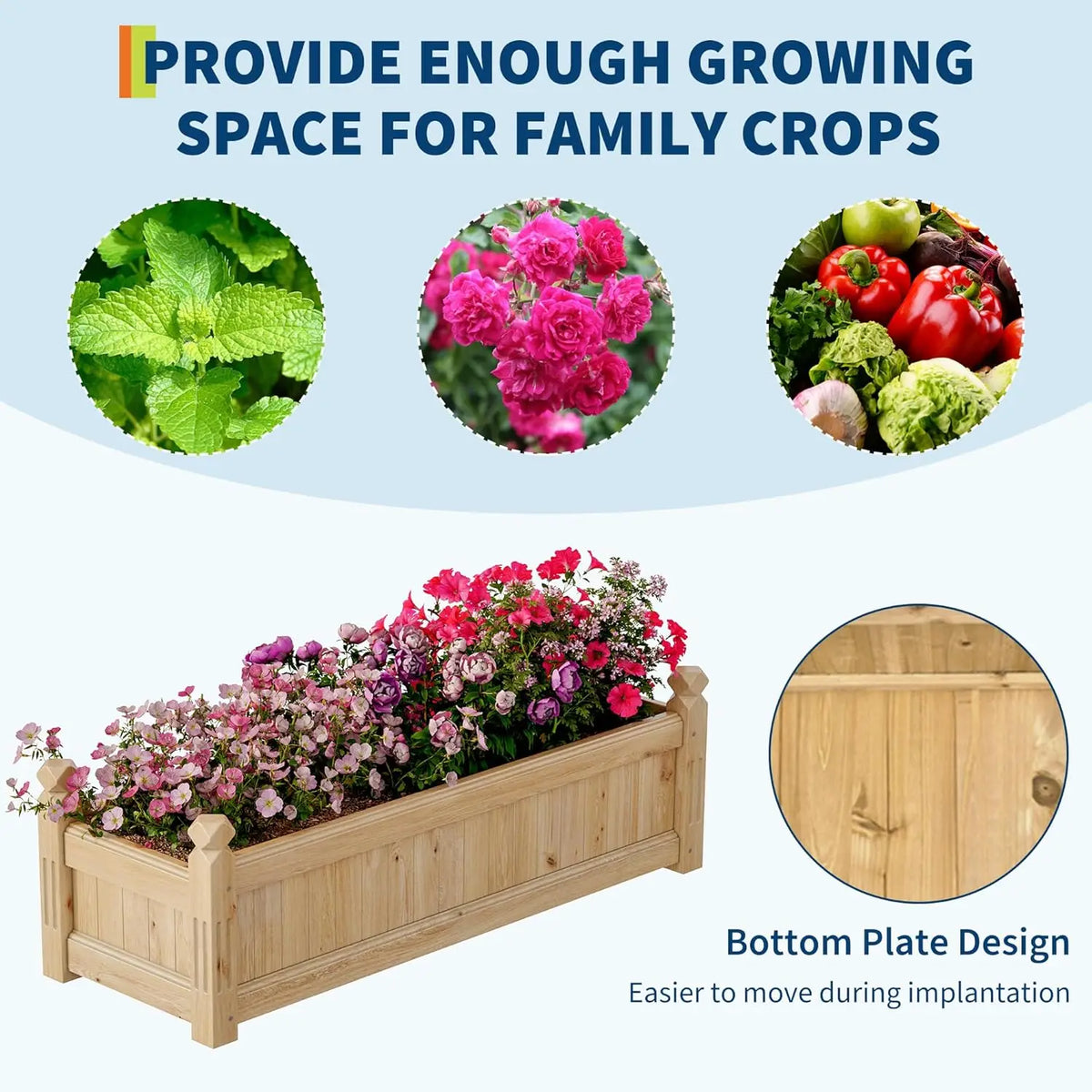 Acekool Wooden Raised Garden Bed Planter Box