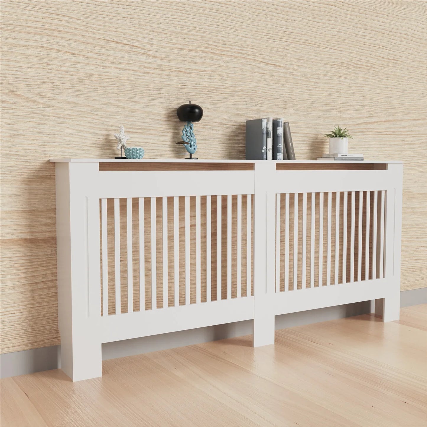 Modern Wooden Radiator Cover With Grill And Shelf