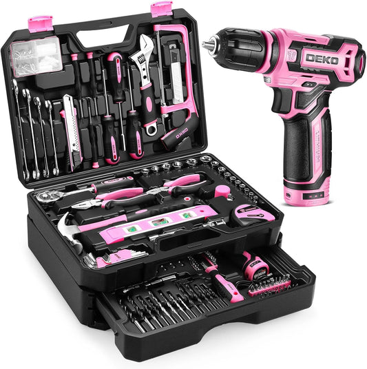 DEKO 12V Cordless Drill And Mechanic Toolbox Kit