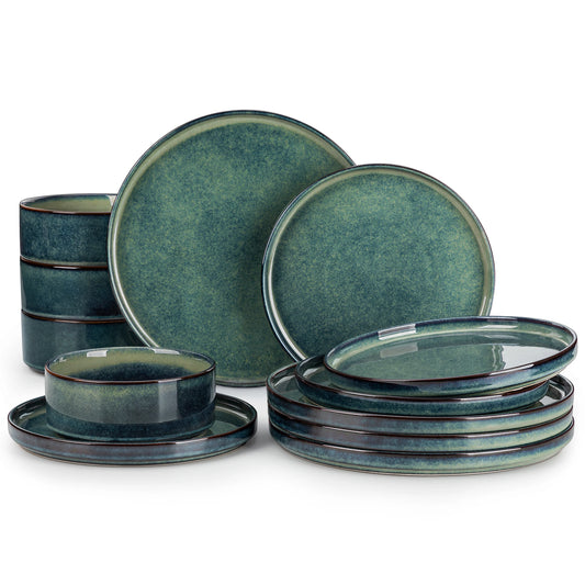 MALACASA Ceramic Dinnerware Set 12-36 Piece Reactive Glaze