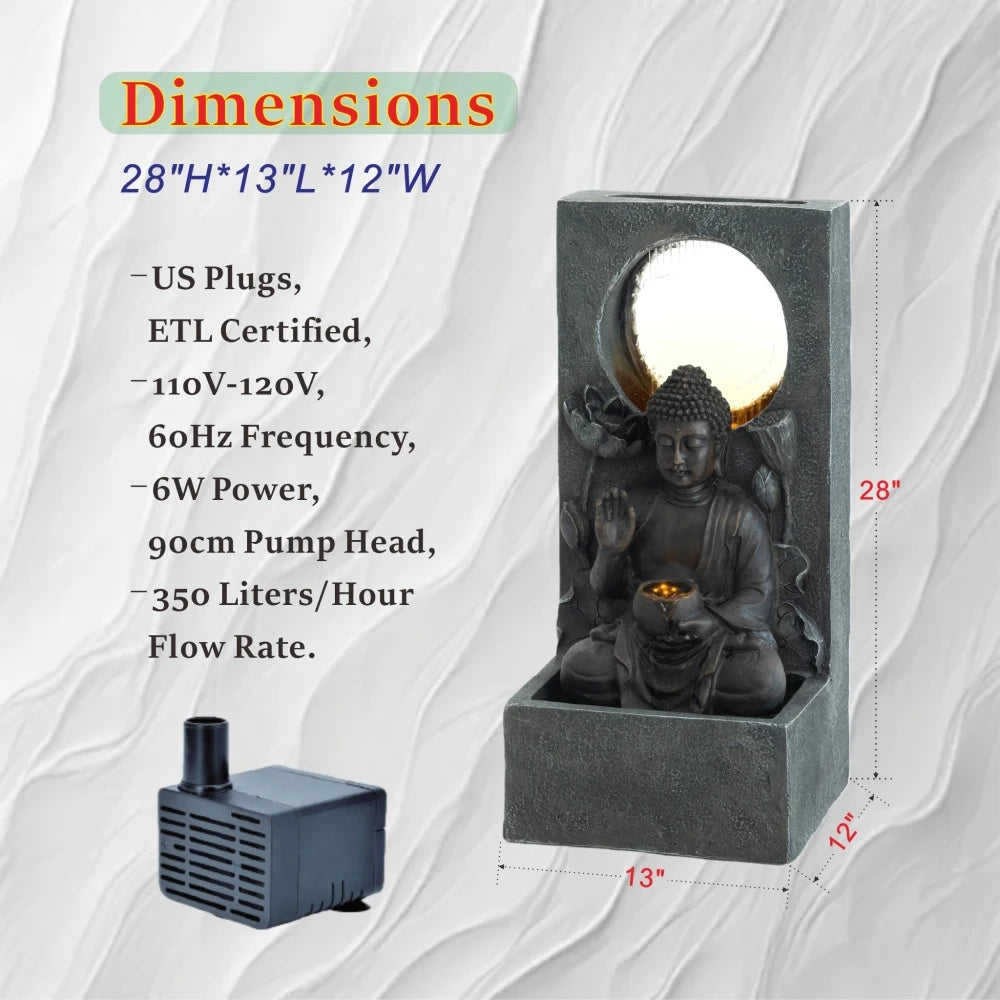 Outdoor Buddha Waterfall Fountain Zen Water Feature
