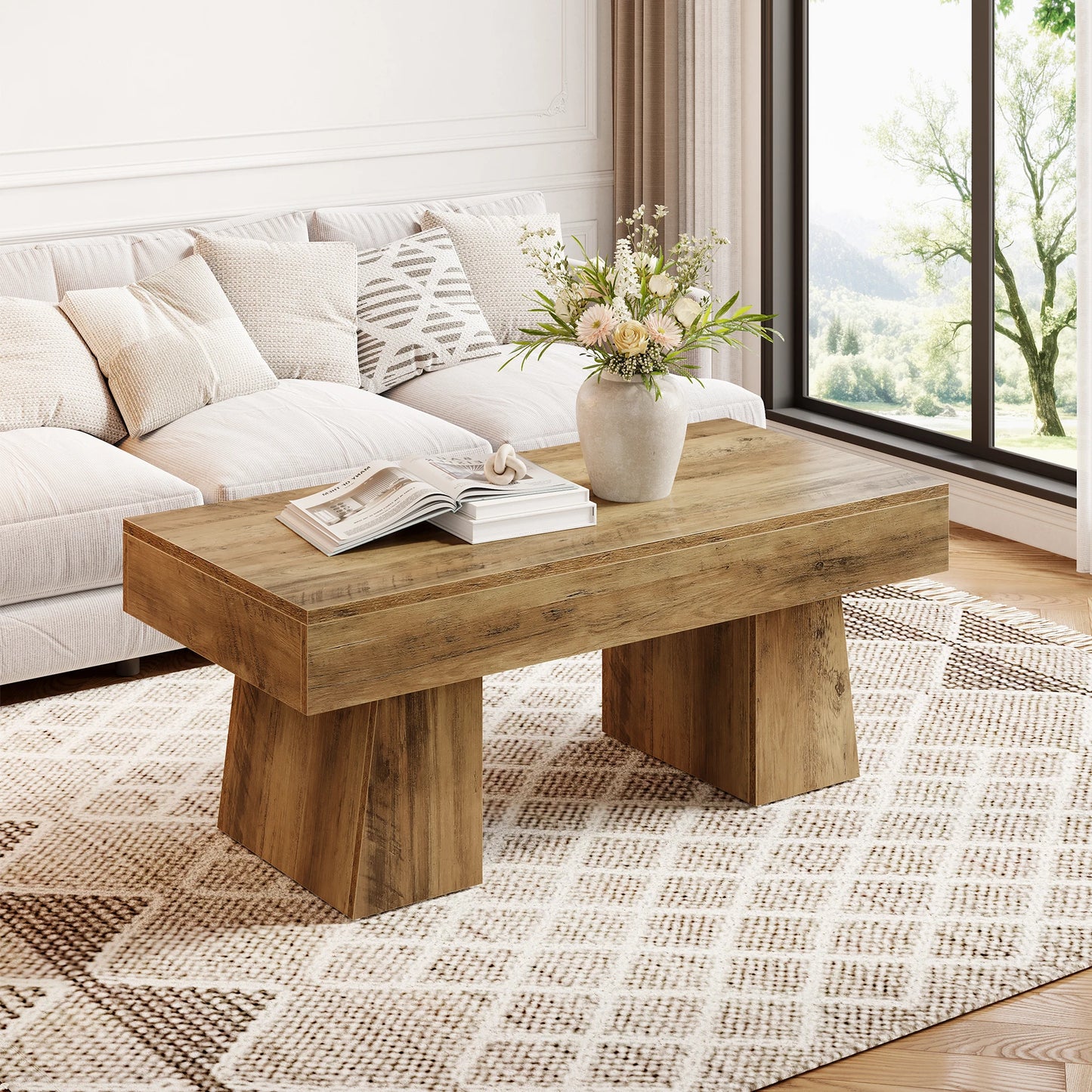 Tribesigns Vintage Coffee Table Modern Rustic Centerpiece