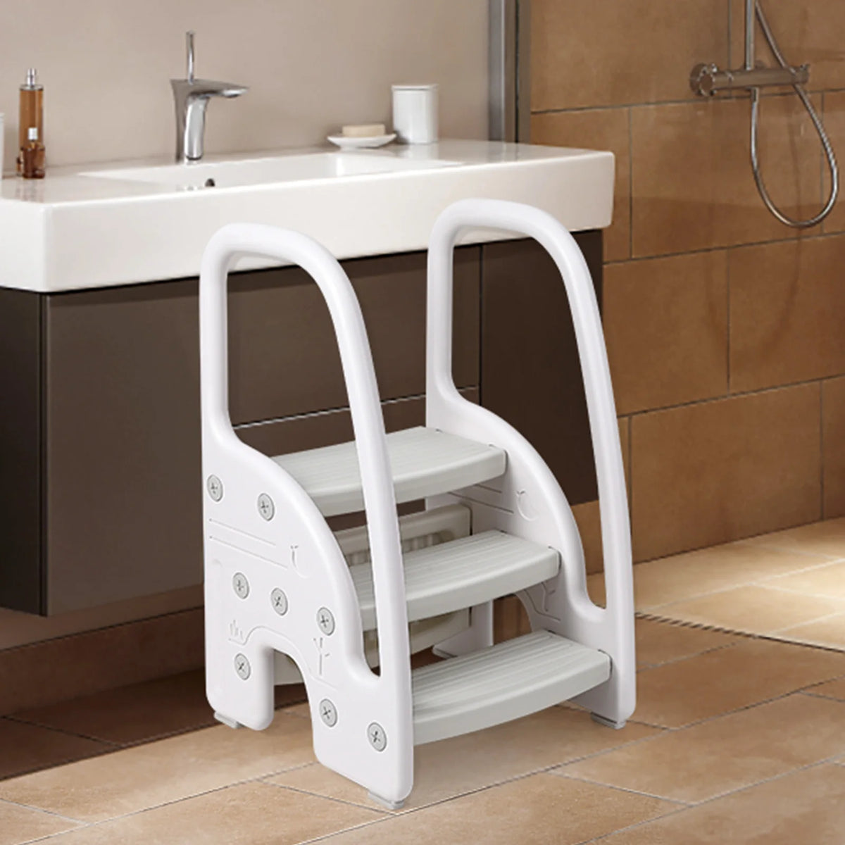Toddler 3 Step Stool With Handles