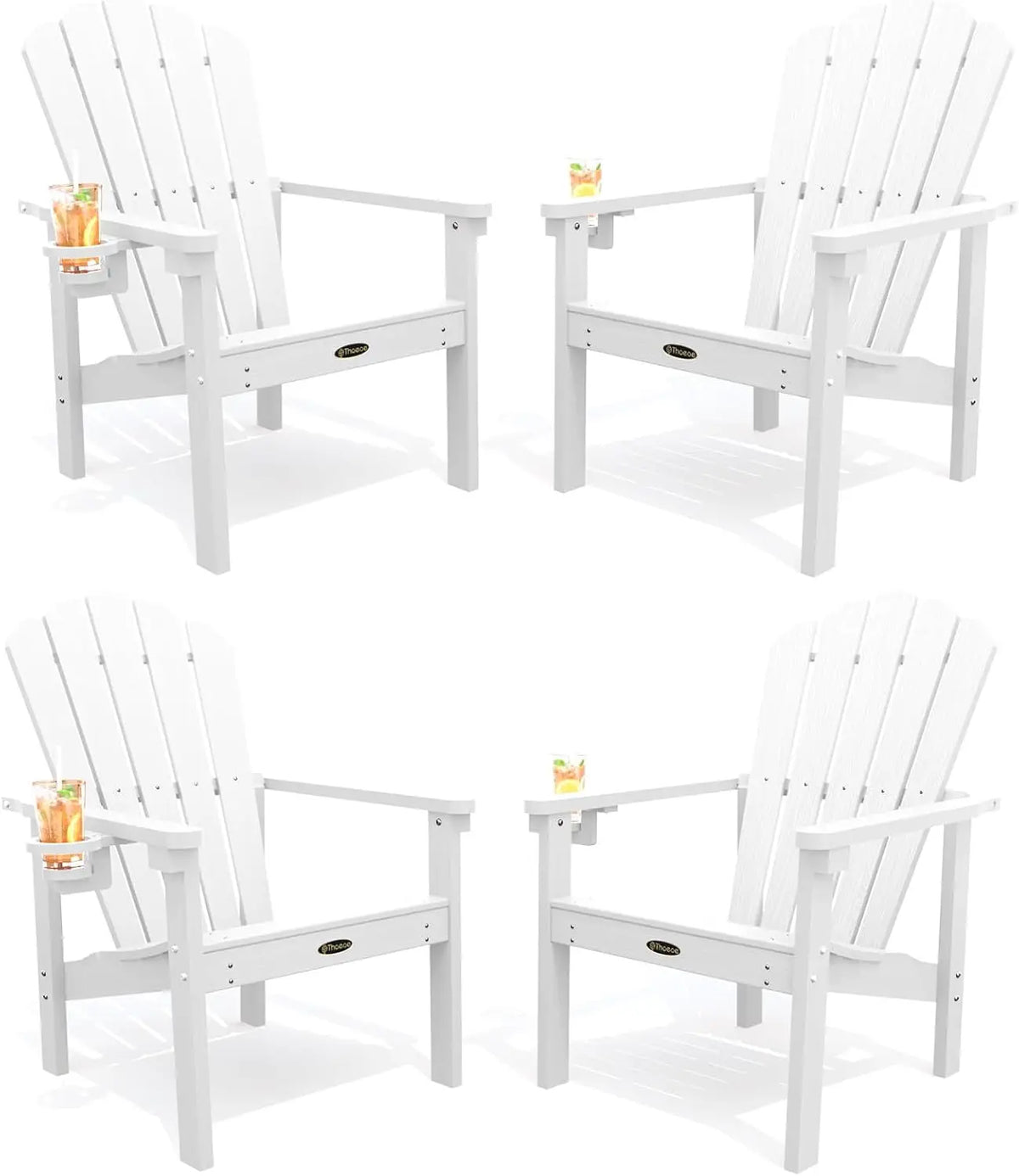 Stackable Adirondack Chair Set Of 4 HDPE All Weather