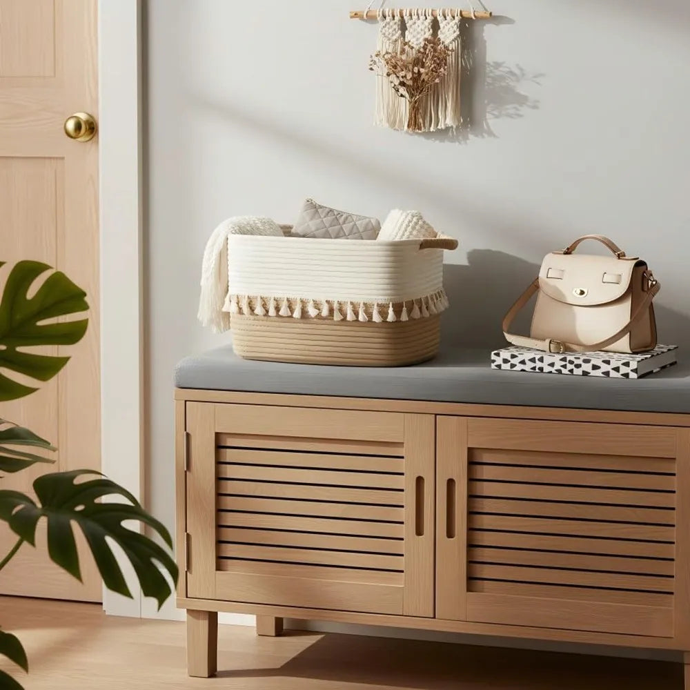 Decorative Cotton Rope Storage Baskets For Home Use