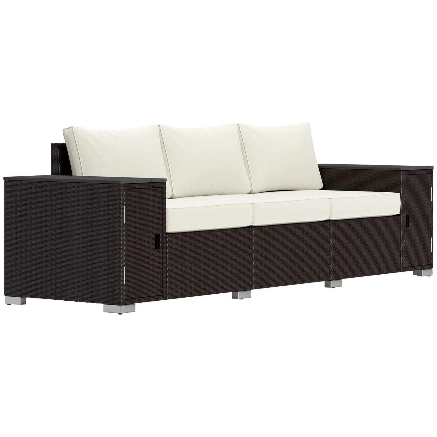 Rattan Outdoor Sofa With Storage And Cushions