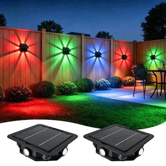 RGB Solar LED Wall Light 8 LEDs Up Down Lighting Waterproof Outdoor Garden Courtyard Decoration Lamp