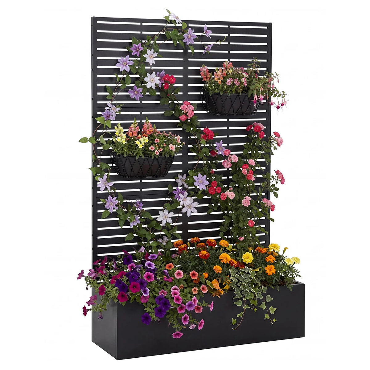 HiMISS Metal Raised Planter Box With Trellis