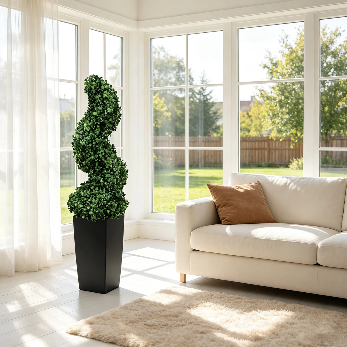 Olitree 2 Pieces Artificial Spiral Boxwood Topiary