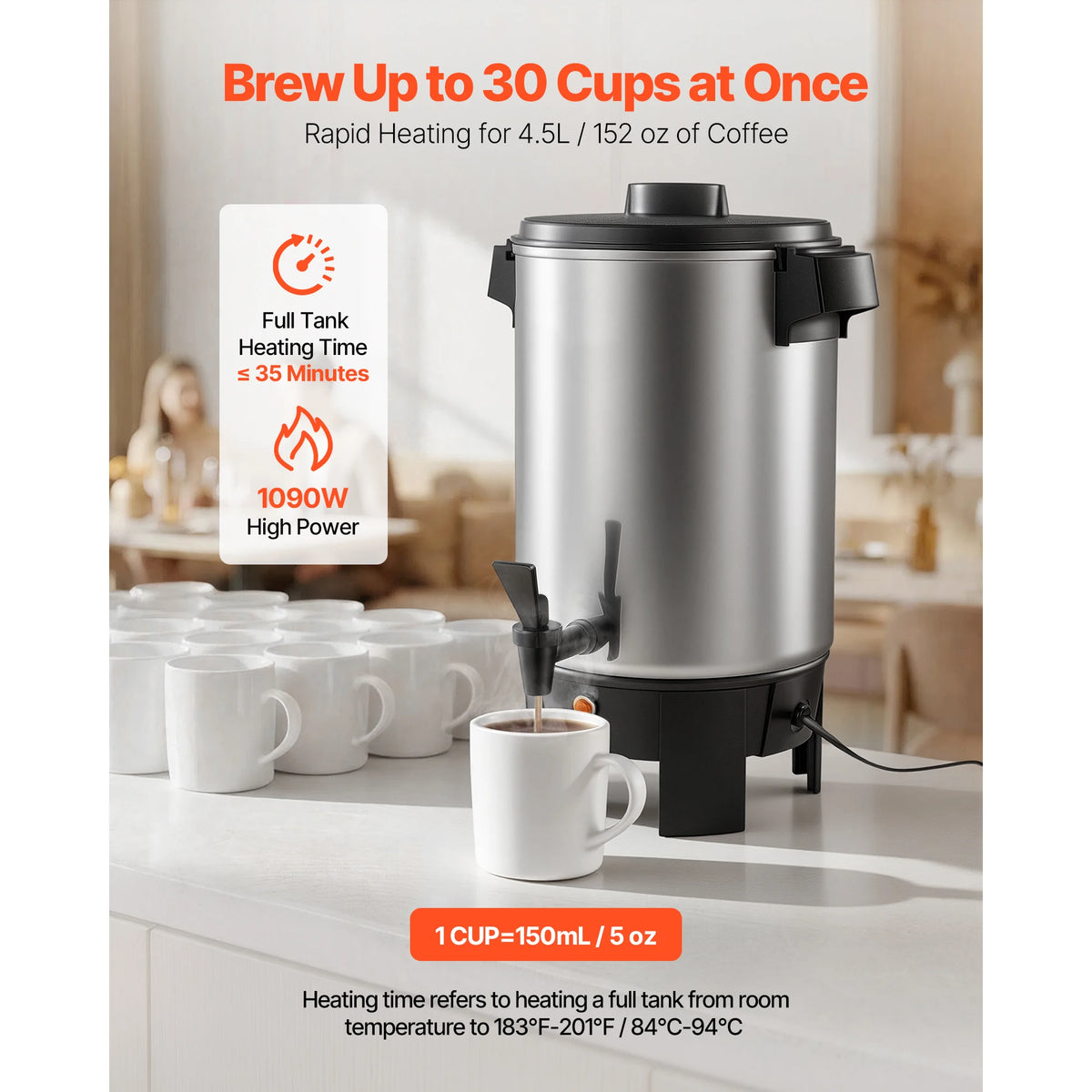 SucceBuy Commercial Coffee Urn With Dripless Faucet