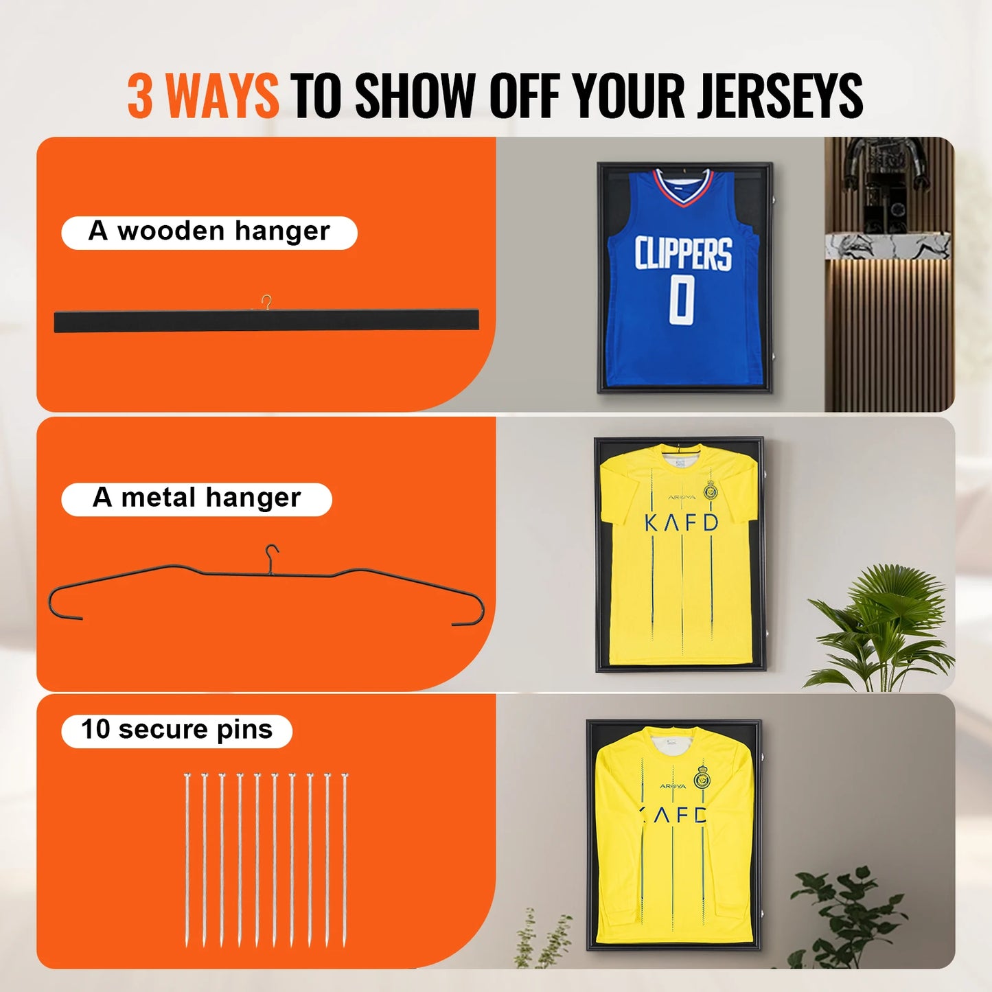 SucceBuy Jersey Display Case Large Lockable UV Shadow Box