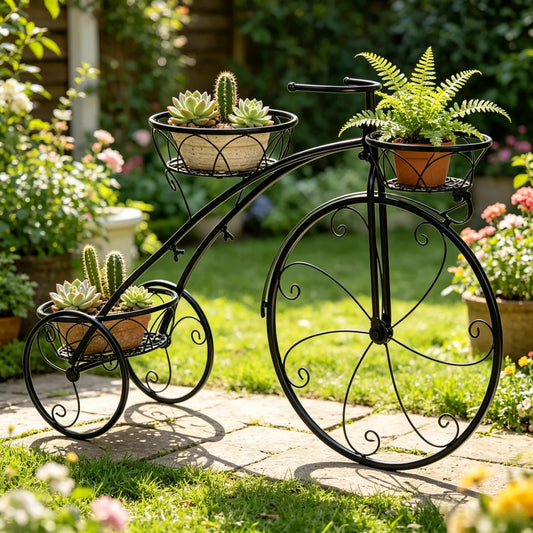 3 Tier Bicycle Plant Stand Wrought Iron Tricycle Planter