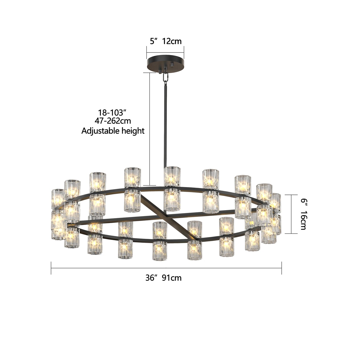 23.6 Inches Luxury Chandeliers Crystal Living Room Bedroom Decorative Lights Simple Modern Dining Room LED Lighting