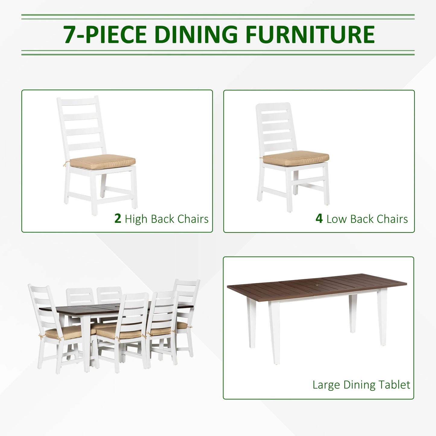Outdoor Aluminum Dining Set With Umbrella Hole