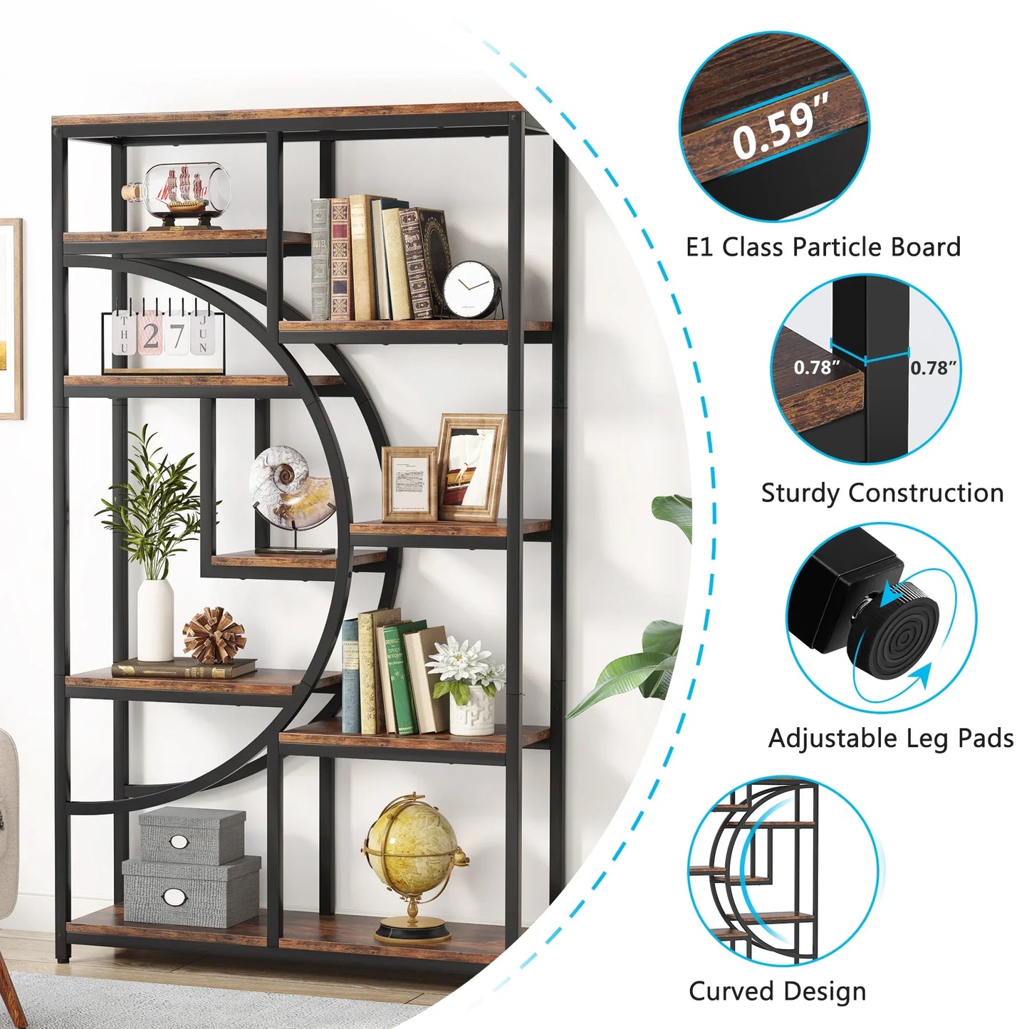 Tribesigns 5 Tier Industrial Etagere Bookshelf