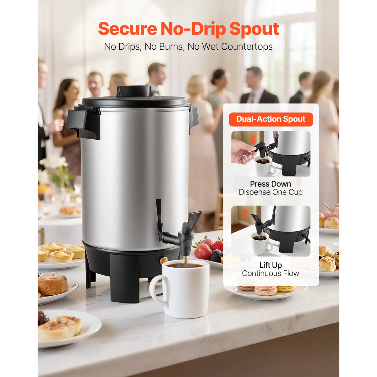 SucceBuy Commercial Coffee Urn With Dripless Faucet
