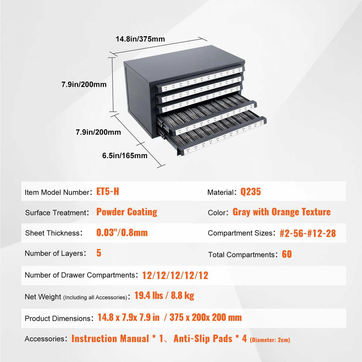 SucceBuy Steel Drill Bit Organizer Cabinet
