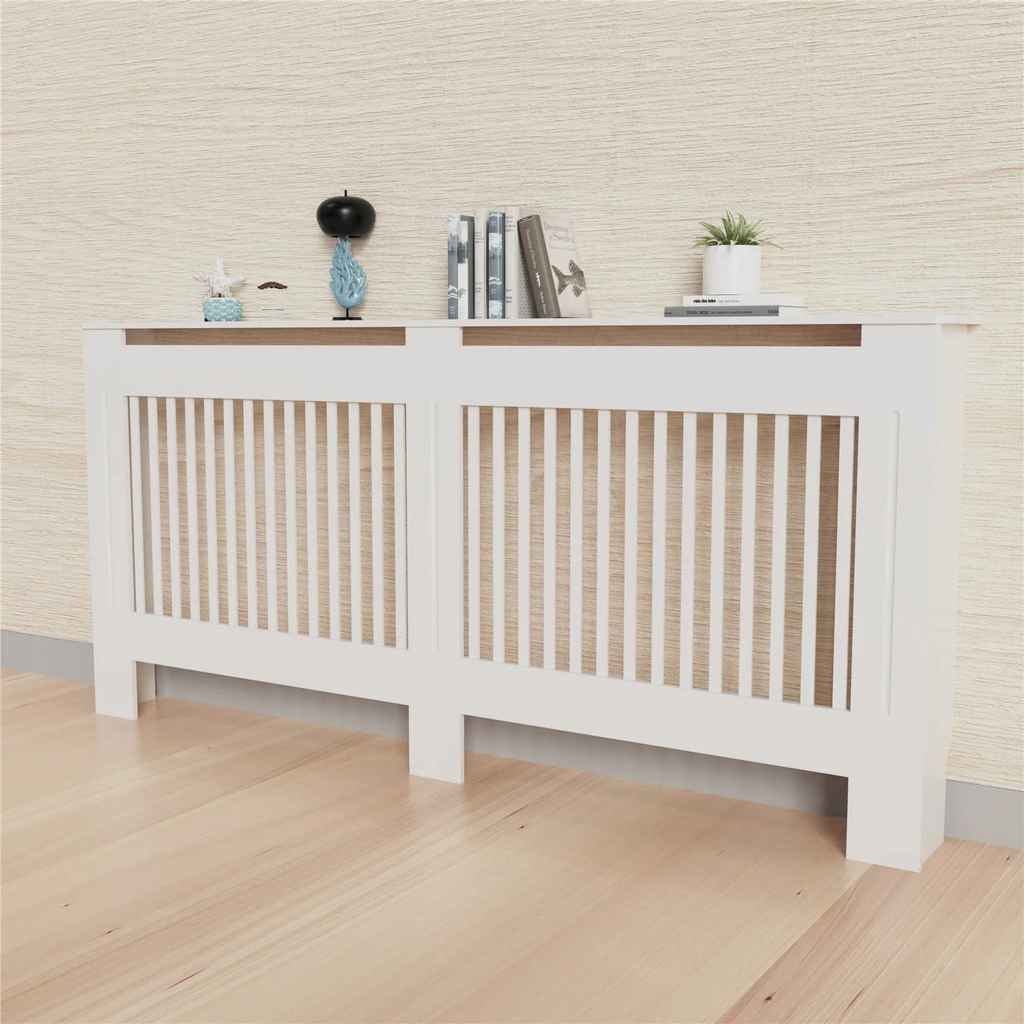 Modern Wooden Radiator Cover With Grill And Shelf