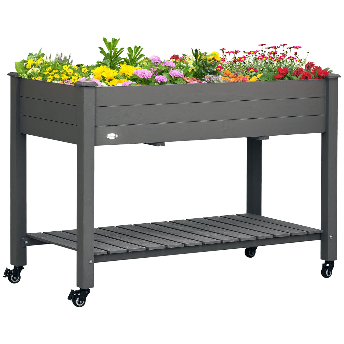 Outsunny Raised Garden Bed With Wheels And Storage