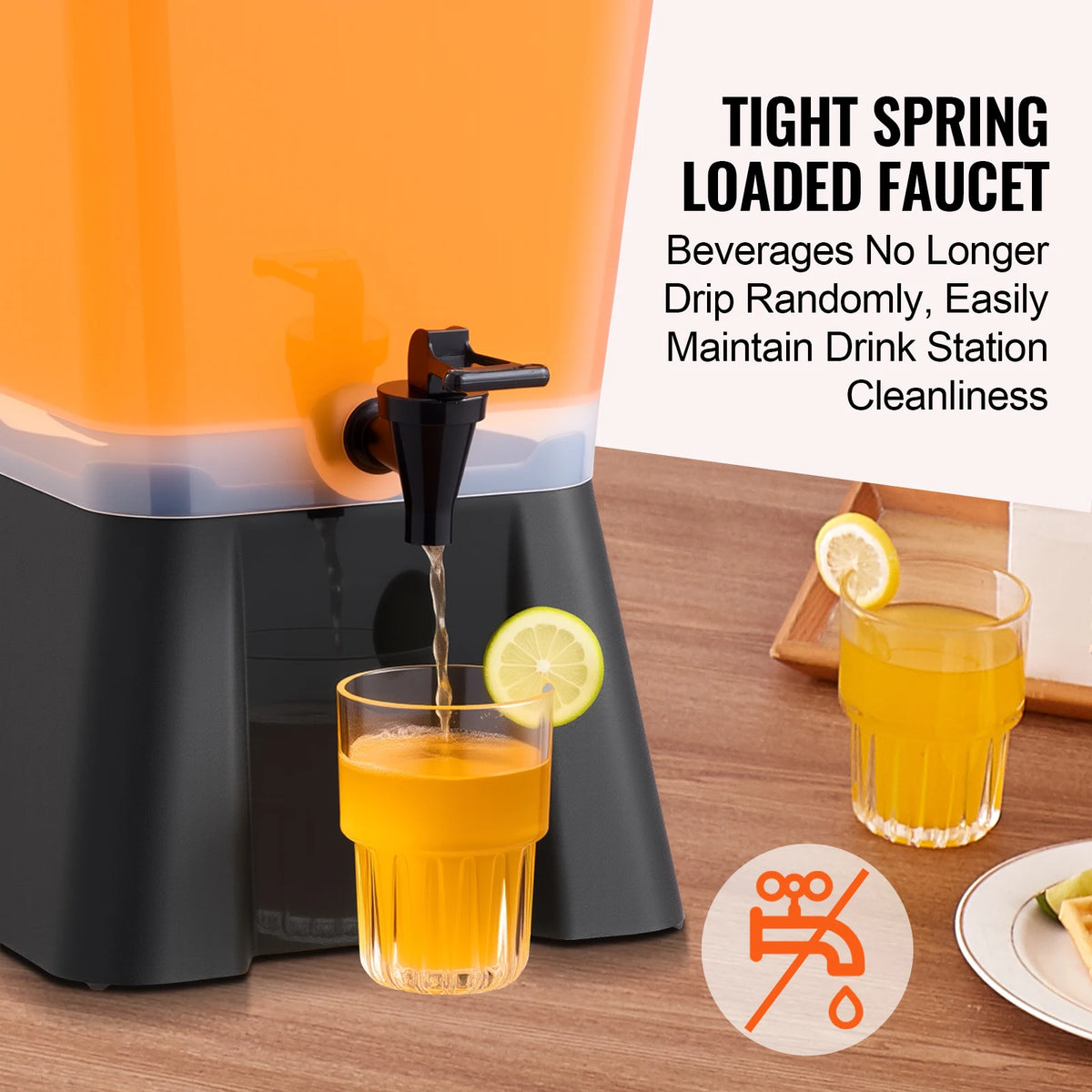 SucceBuy Beverage Dispenser 5Gallon Drink Dispenser with No-Drip Spigot Iced Tea Lemonade Juice Water Dispensers for Restaurants