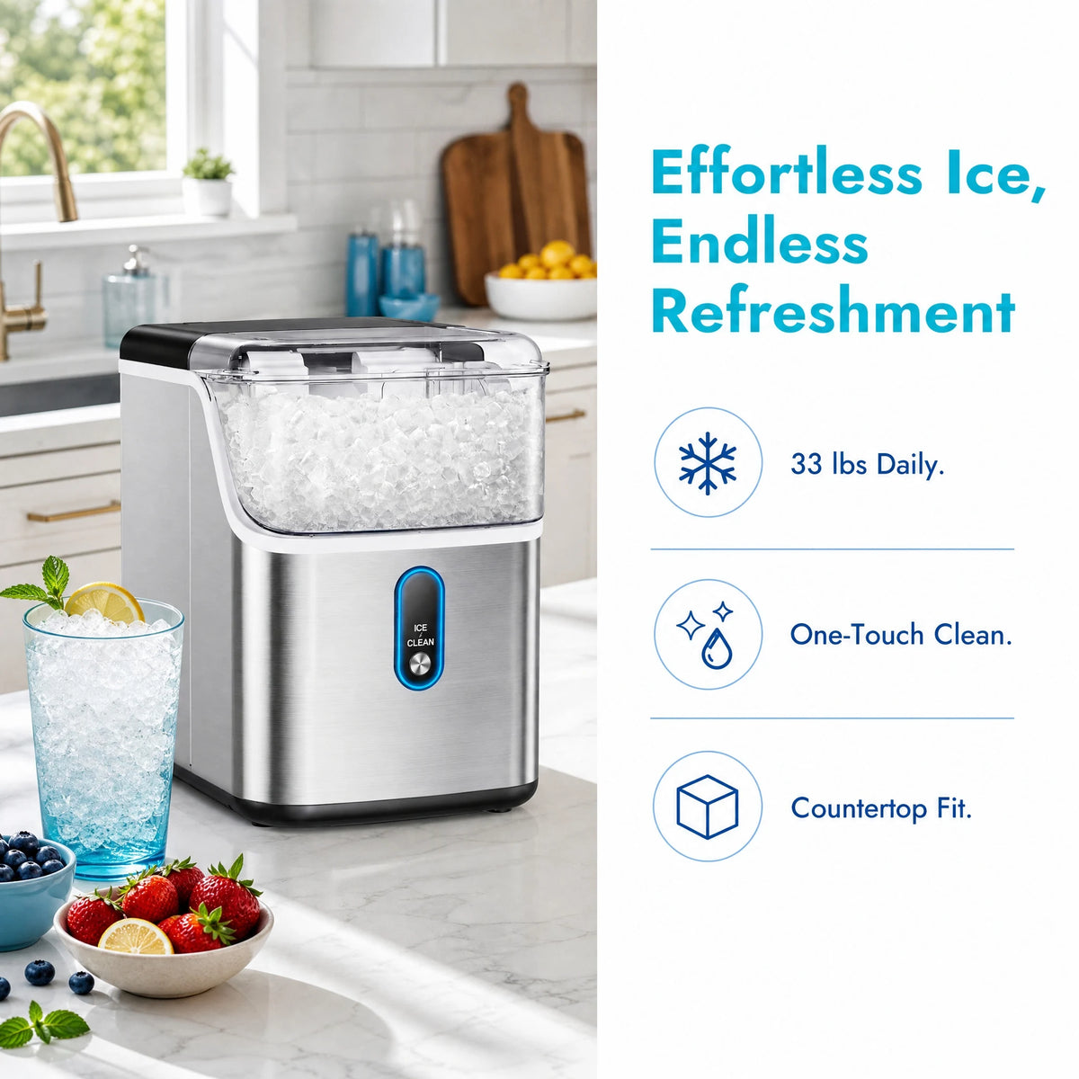 Philergo Countertop Nugget Ice Maker With Self Cleaning