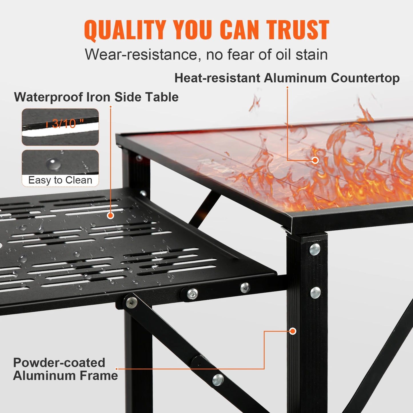 SucceBuy One-piece Folding Aluminum Camping Kitchen Cook Station