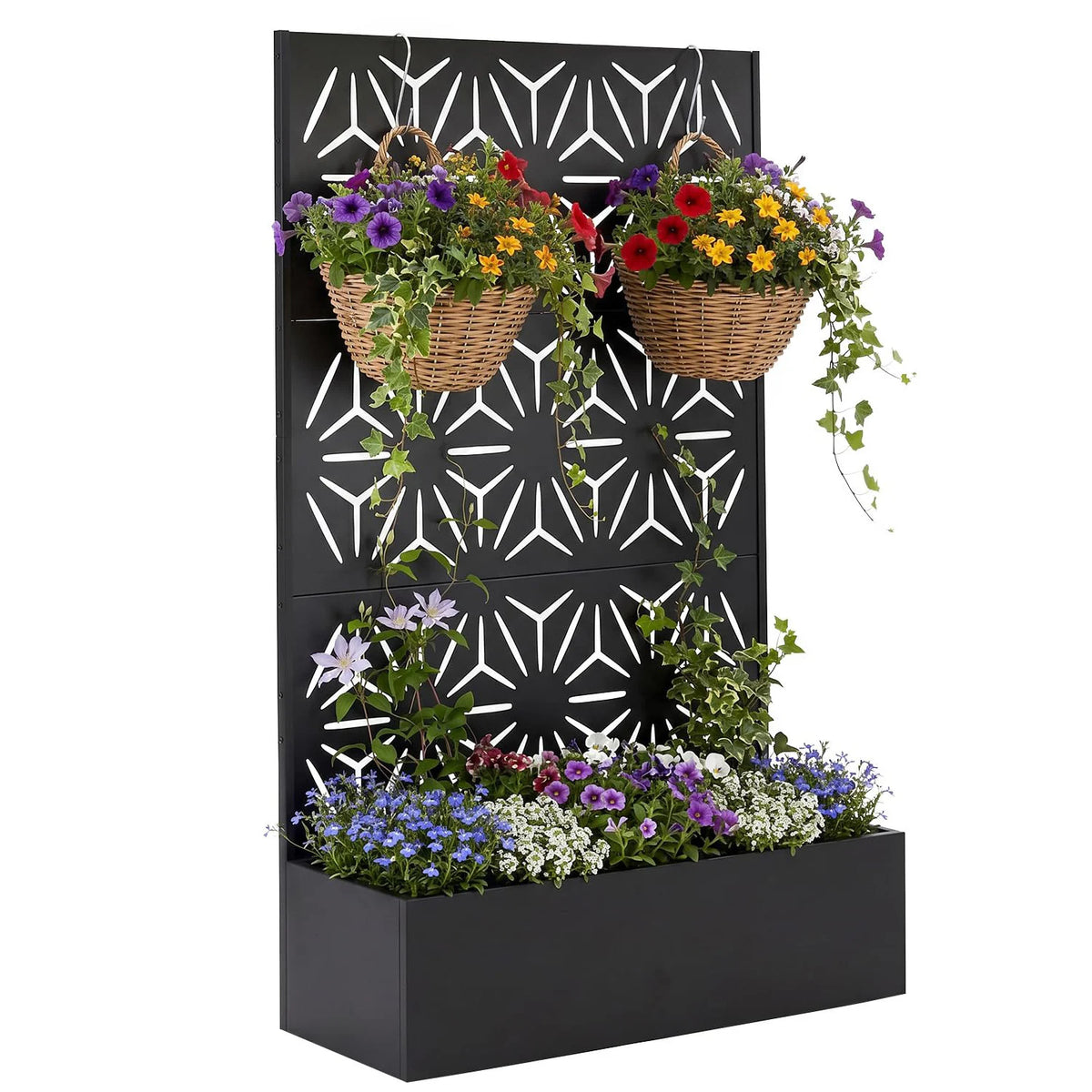 HiMISS Metal Raised Planter Box With Trellis