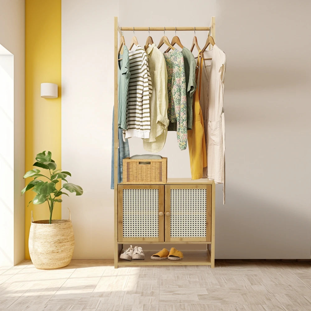 Wisfor Free Standing Bamboo Clothes Rack And Coat Stand