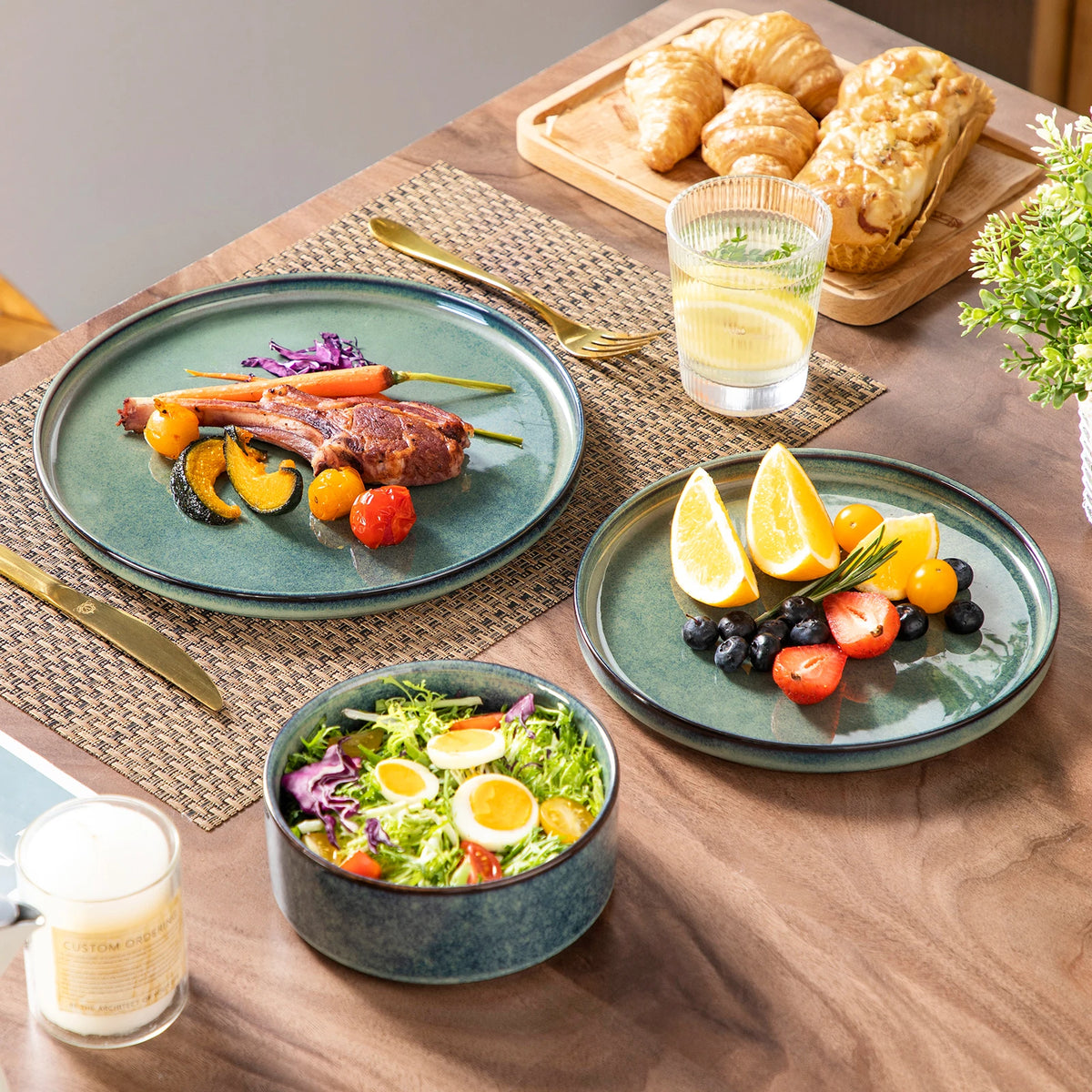 MALACASA Ceramic Dinnerware Set 12-36 Piece Reactive Glaze