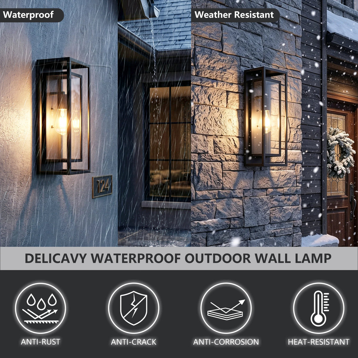 ARLGSITE Outdoor Wall Lanterns With Clear Glass