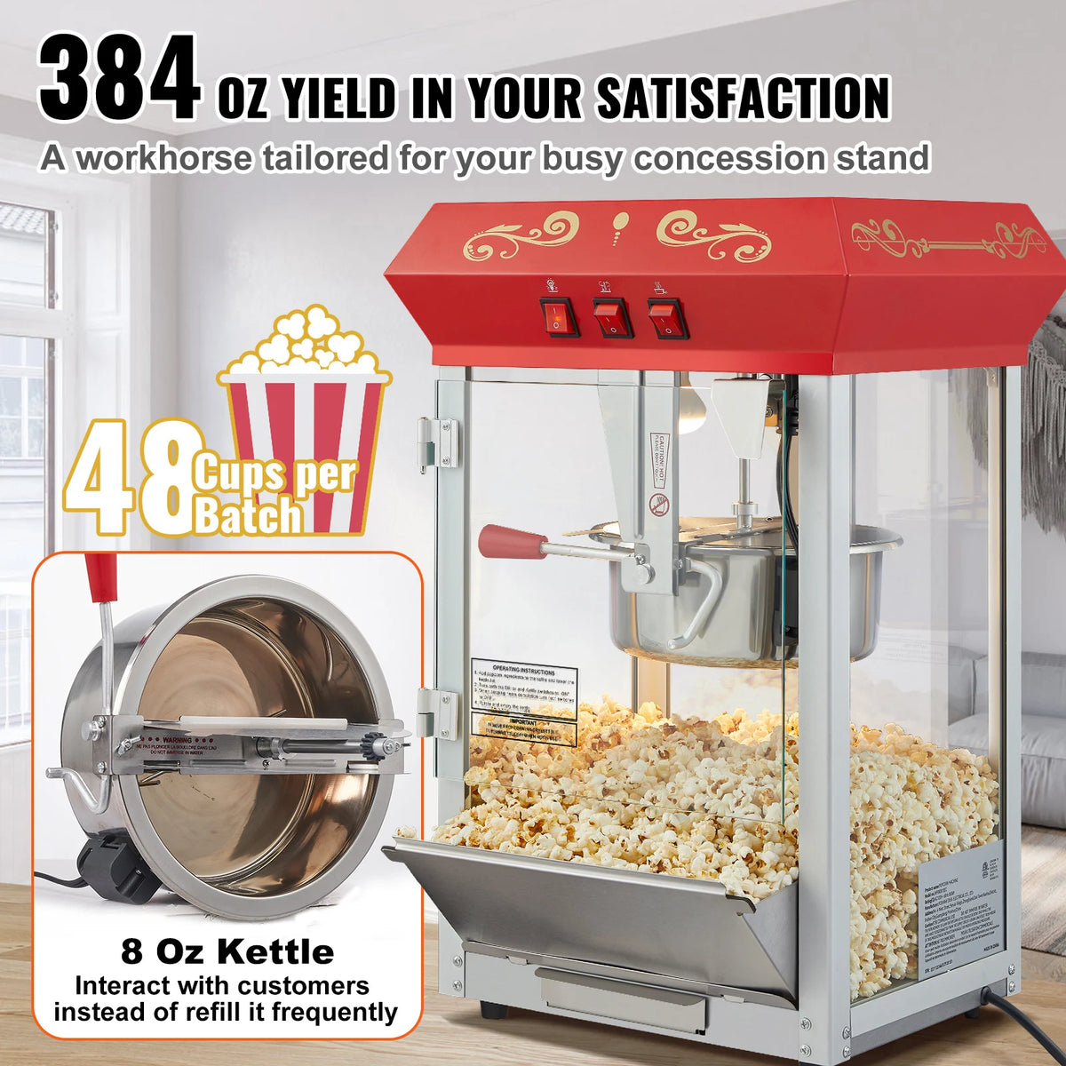 SucceBuy Commercial Electric Popcorn Maker Machine