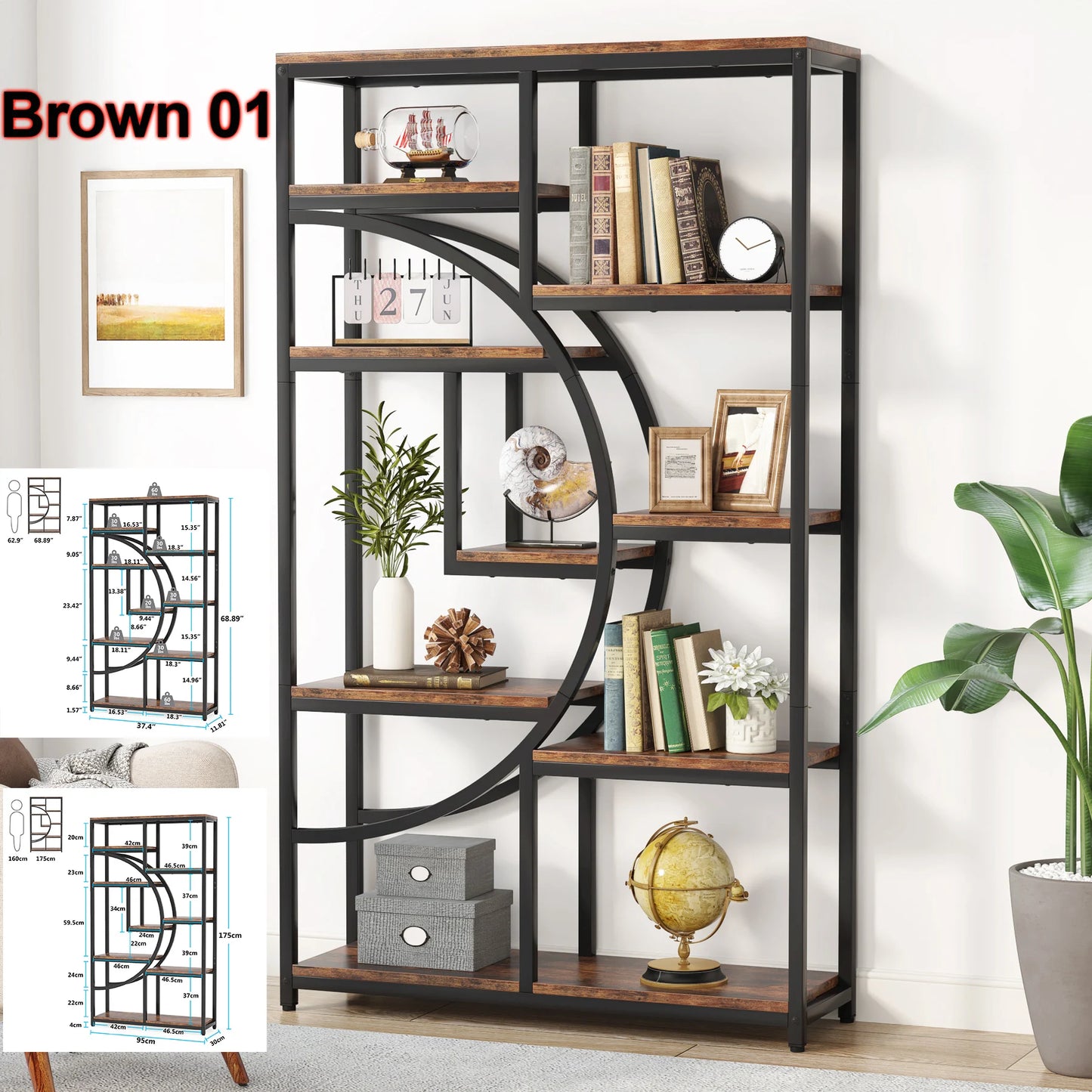 Tribesigns 5 Tier Industrial Etagere Bookshelf