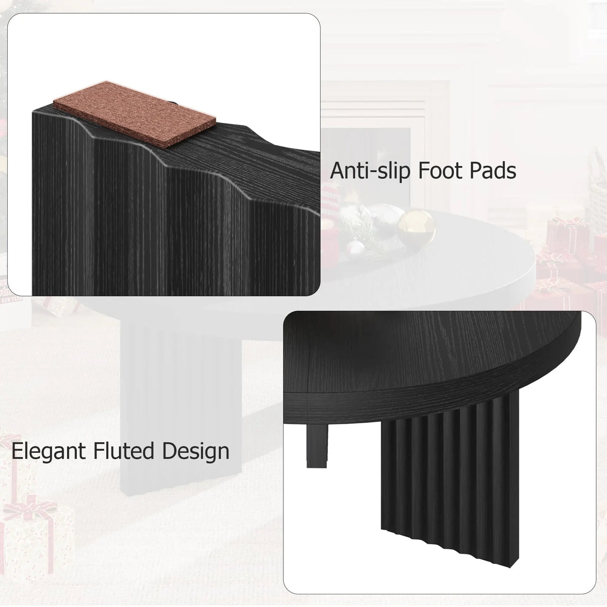 HiMISS Round Coffee Table With Fluted Legs