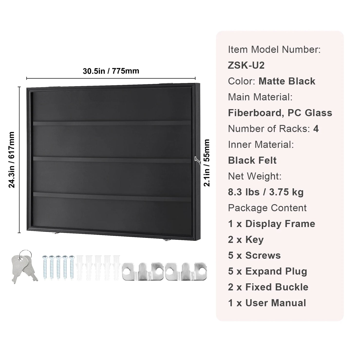 SucceBuy Jersey Display Case Large Lockable UV Shadow Box