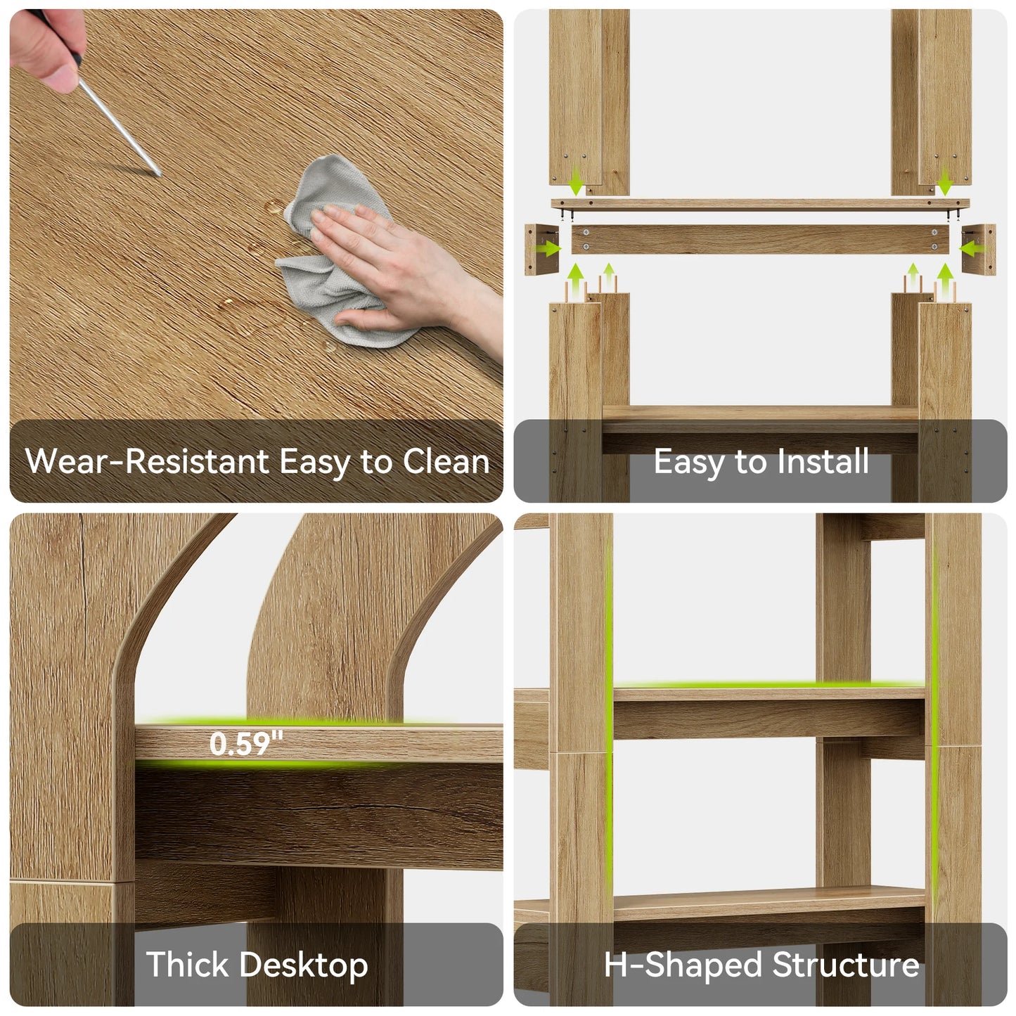 Tribesigns Rustic Oak Five Tier Arched Bookshelf