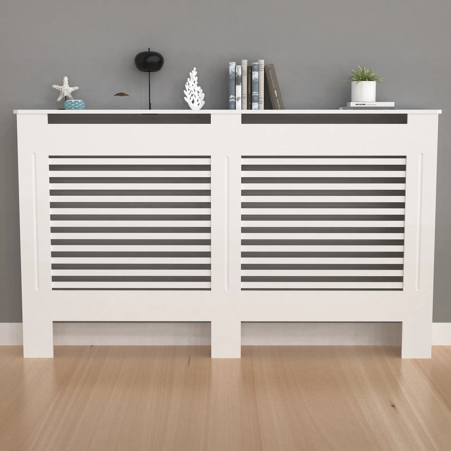 Modern Wooden Radiator Cover With Grill And Shelf