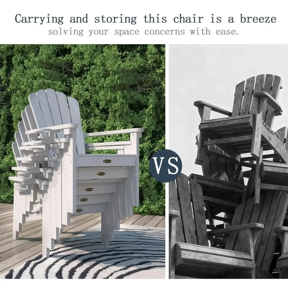 Stackable Adirondack Chair Set Of 4 HDPE All Weather