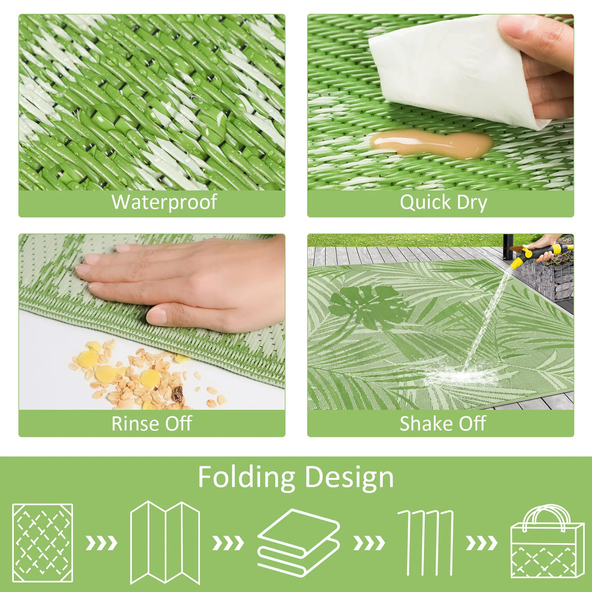 Outdoor Straw Rug Waterproof Polypropylene For Patio Deck
