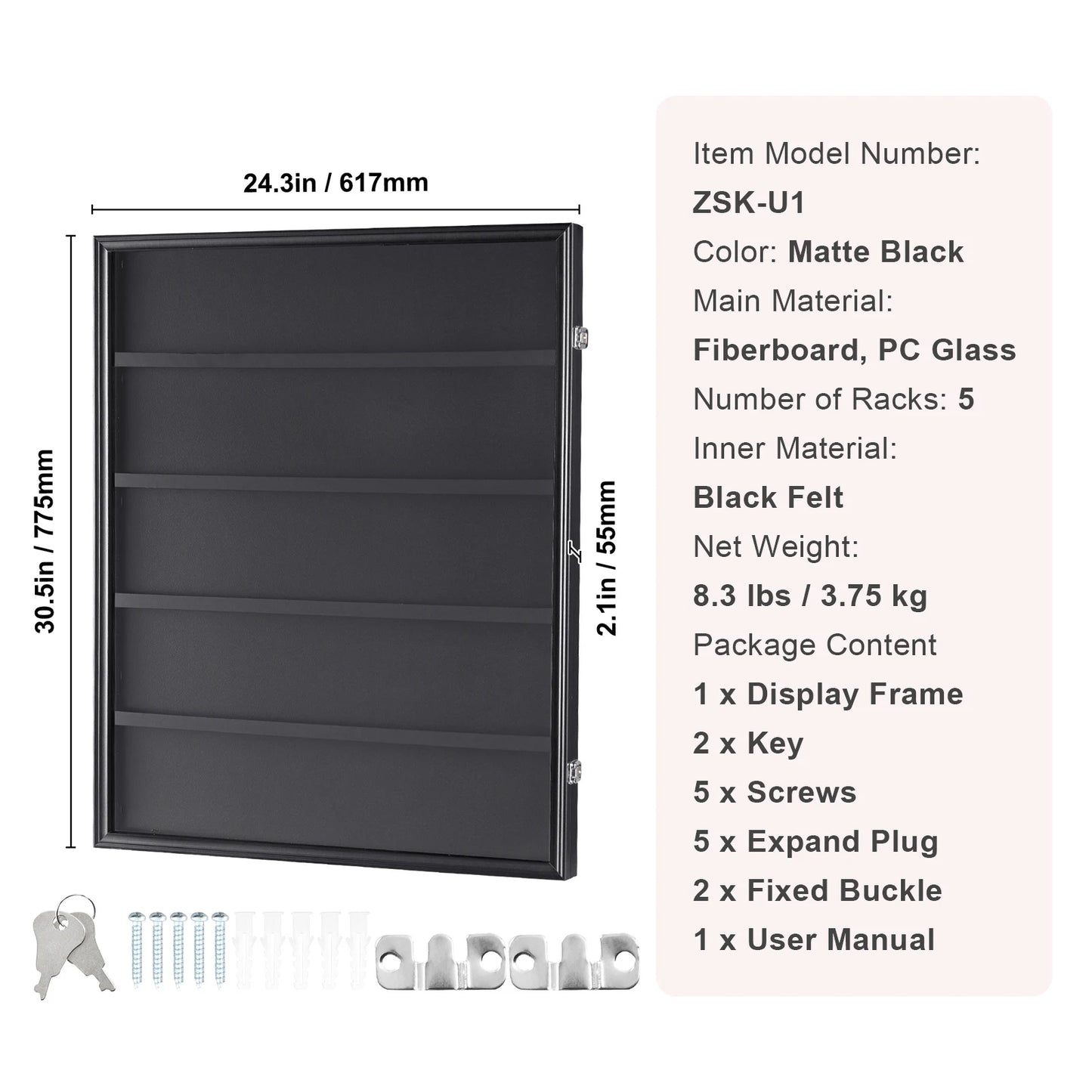 SucceBuy Jersey Display Case Large Lockable UV Shadow Box